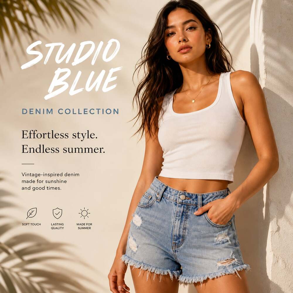 Studio Blue Women's Light Wash Distressed Frayed Hem Denim Shorts